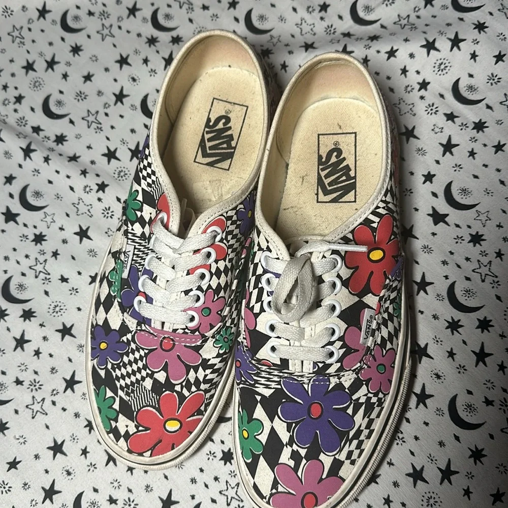 vans checkerboard flower floral printed marshmallow - Picture 3 of 5